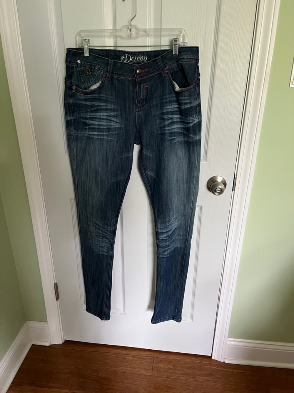 Dereon Distressed Dark Blue Skinny Jeans